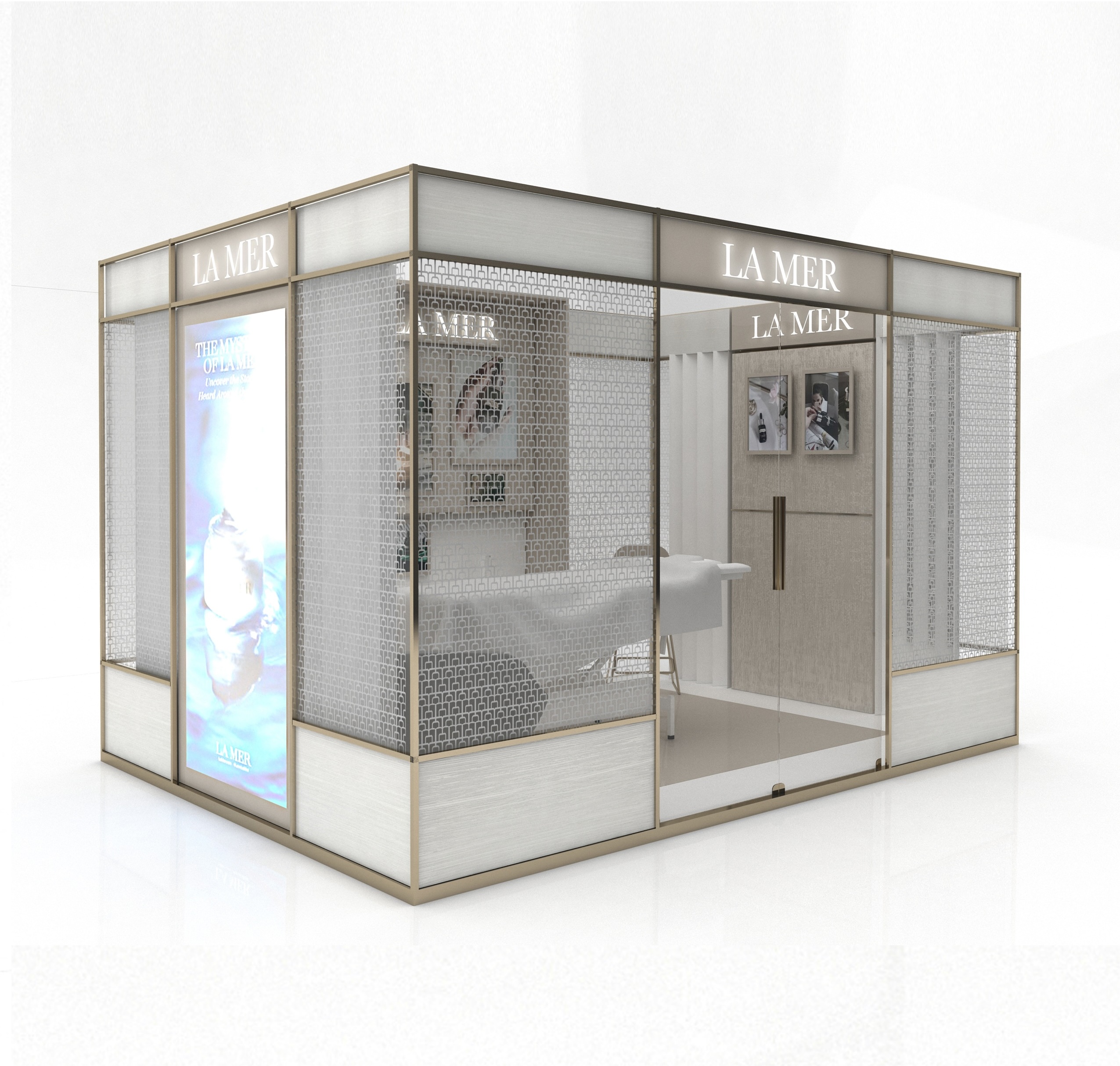 Rendu 3D du concept de la cabine de soin itinérante La Mer